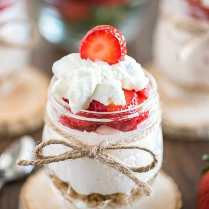 No Bake Strawberry Cheesecake in a Jar